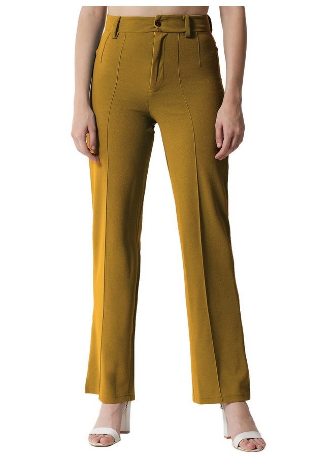 Kotty KOTTY Women Solid Polyester Blend Dijon Brown Trouser (Dijon Brown,28)  - Image 1