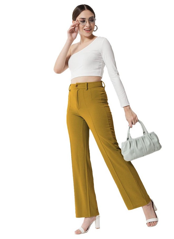 Kotty KOTTY Women Solid Polyester Blend Dijon Brown Trouser (Dijon Brown,28)  - Image 5