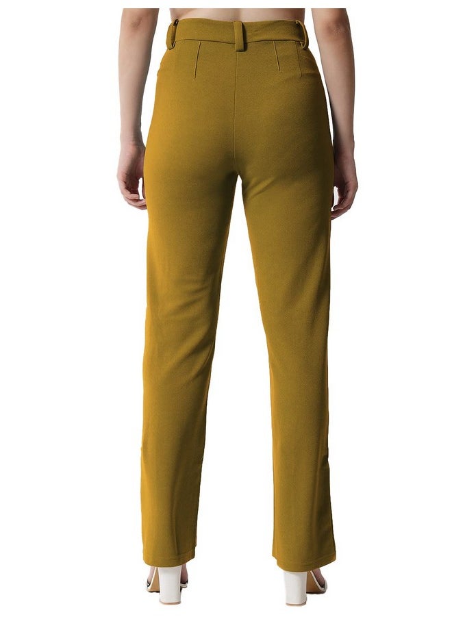 Kotty KOTTY Women Solid Polyester Blend Dijon Brown Trouser (Dijon Brown,28)  - Image 4