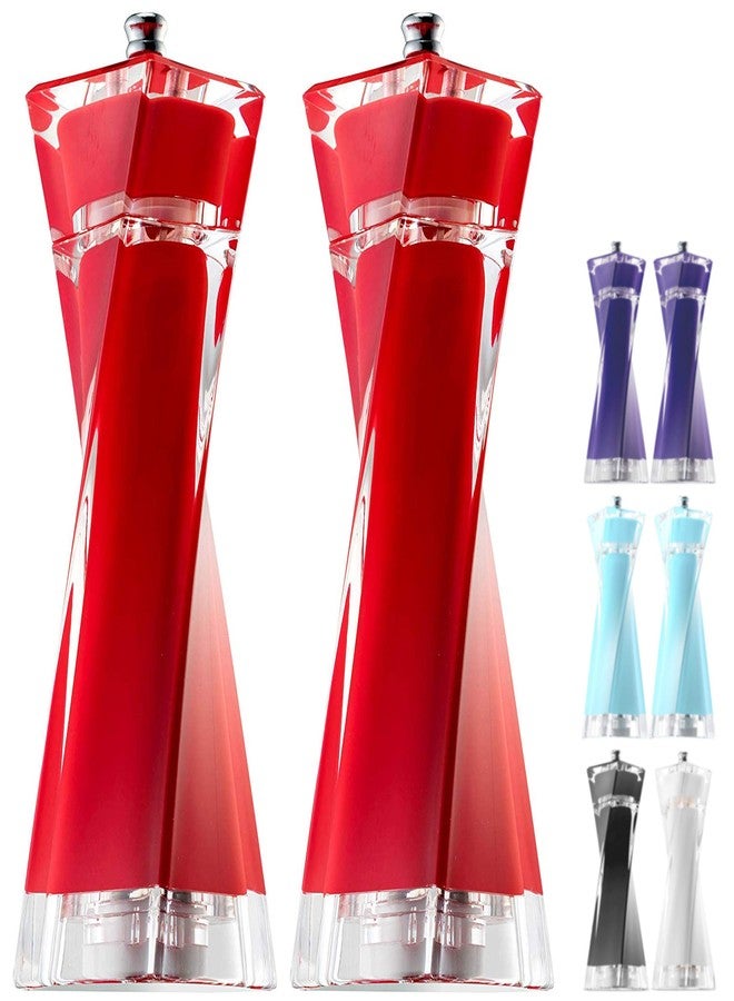 MITBAK Acrylic Red Salt and Pepper Grinders Set | Sea Salt and Pepper Mills Easy to Use and Equipped with Adjustable Coarseness And Ceramic Mechanism | Unique Kitchen Gadgets | Premium Quality - Image 1