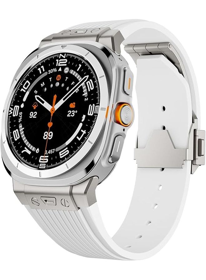 Fluororubber Sport Bracelet For Smartwatch Ultra 47mm In White - Image 1