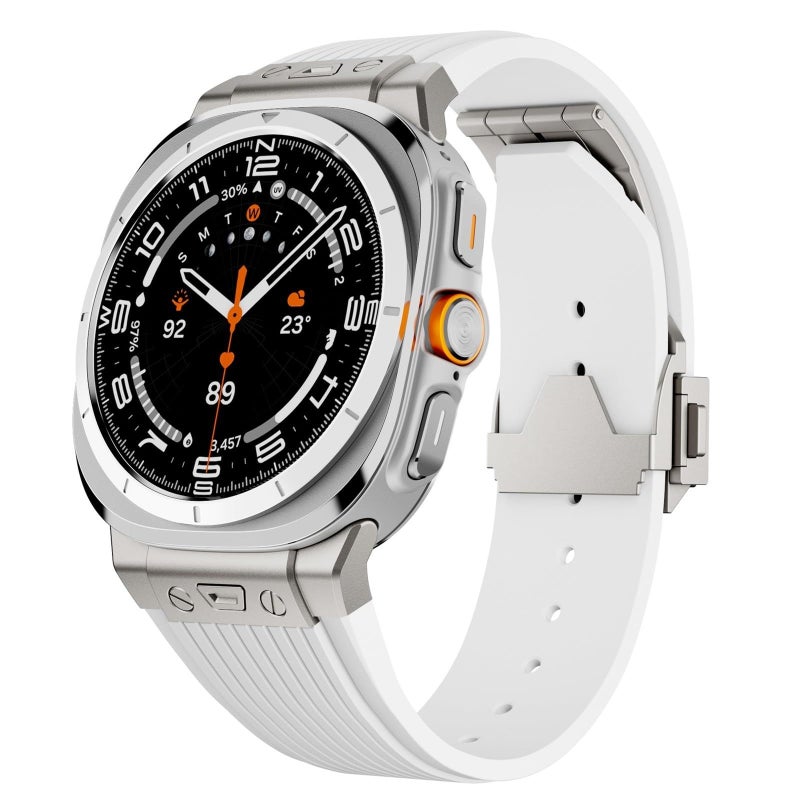 Fluororubber Sport Bracelet For Smartwatch Ultra 47mm In White - Image 2