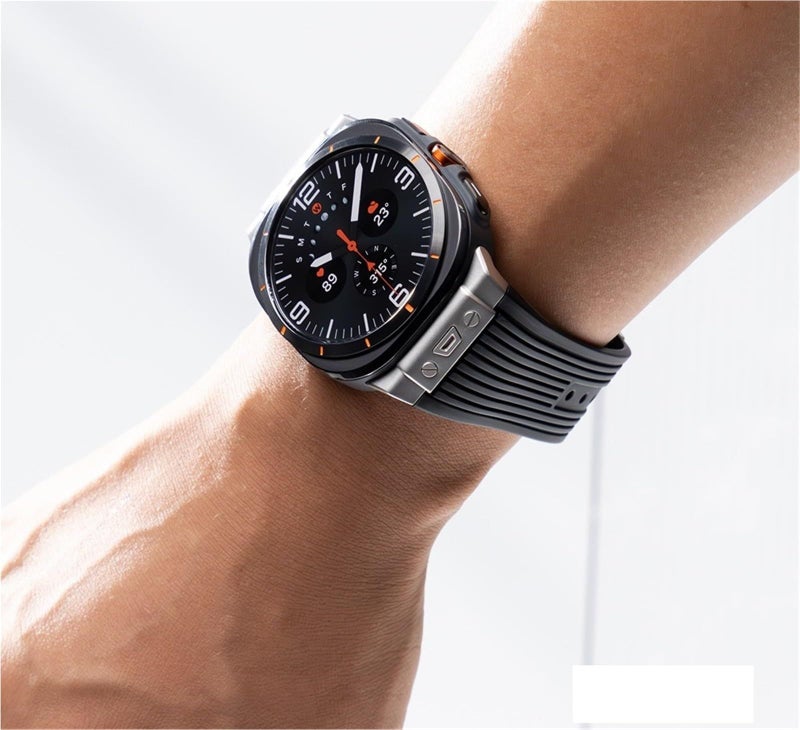 Fluororubber Sport Bracelet For Smartwatch Ultra 47mm In White - Image 4