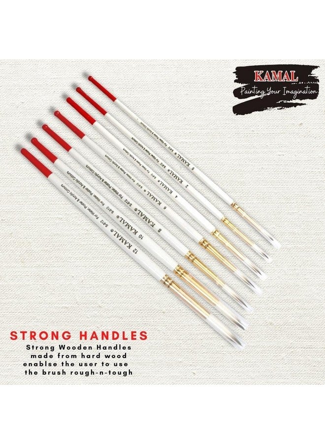 Kamal Combo of Round White-Brown Synthetic Hair Brushes for Oil, Nail, Artist Acrylic Painting - Set of 7 with Cotton Canvas Board Medium Grain 10 X 12 Inch Set of 1 4MM MDF Board - Image 2