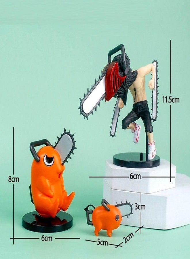 AUGEN Chainsaw Man Set of 3 Action Figure Limited Edition for Car Dashboard, Decoration, Cake, Office Desk & Study Table (11.5cm)(Pack of 3) - Image 3