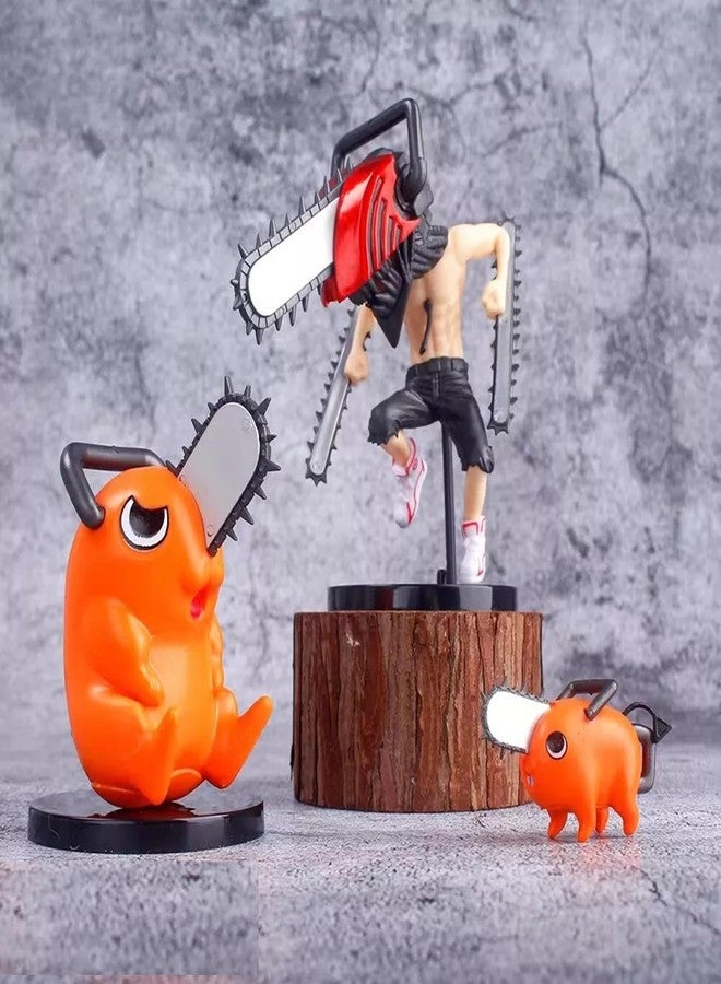 AUGEN Chainsaw Man Set of 3 Action Figure Limited Edition for Car Dashboard, Decoration, Cake, Office Desk & Study Table (11.5cm)(Pack of 3) - Image 2