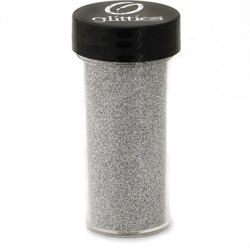 Glitties Brilliant Silver - Cosmetic Grade Extra Fine (.006") Loose Glitter Powder Safe for Skin! Perfect for Makeup, Body Tattoos, Face, Hair, Lips, Soap, Lotion, Nail Art - (30 Gram Jar)