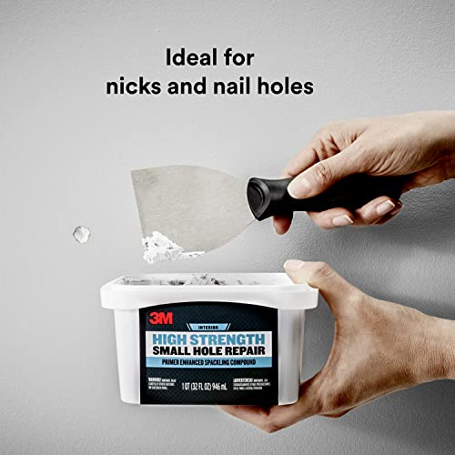 3M High Strength Spackling Compound, 32 oz., Small Hole Repair Primer Enhanced Spackling Compound, Quick & Easy Repair For Nicks & Nail Holes, No Shrinking, Cracking or Sagging (SHR-32-BB) - Image 3