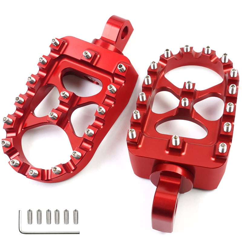 MDPROMCP CNC Motorcycle Wide Foot Pegs Aluminum 360Â° Roating Adjustable Suitable Compaitble with Dyna Fatboy Iron 883 Sportster 883(Red)