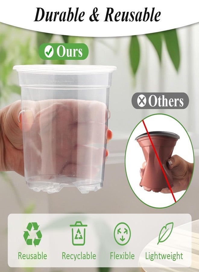 RooTrimmer Transparent Nursery Pots 4Inch with Humidity Domes for Seeds Starting, Clear Plastic Plant Pots with Drainage Holes (4Inch, 30Pcs,Clear Pots with Lids) - Image 4