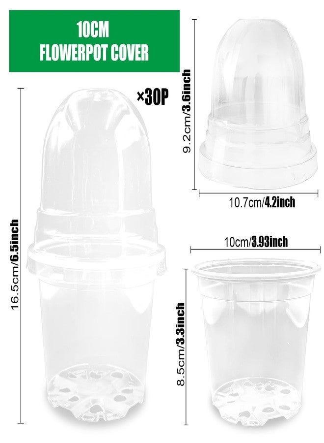RooTrimmer Transparent Nursery Pots 4Inch with Humidity Domes for Seeds Starting, Clear Plastic Plant Pots with Drainage Holes (4Inch, 30Pcs,Clear Pots with Lids) - Image 5
