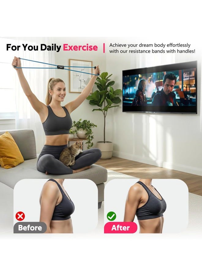 RENRANRING Figure 8 Fitness Resistance Bands with Handles - Exercise Tube Band Set of 3 for Arm and Shoulder Stretch, Rope 8 Word Elastic for Women and Men - Image 2