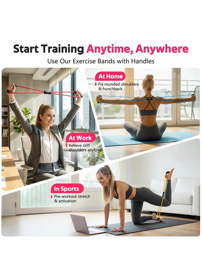 RENRANRING Figure 8 Fitness Resistance Bands with Handles - Exercise Tube Band Set of 3 for Arm and Shoulder Stretch, Rope 8 Word Elastic for Women and Men - Image 3