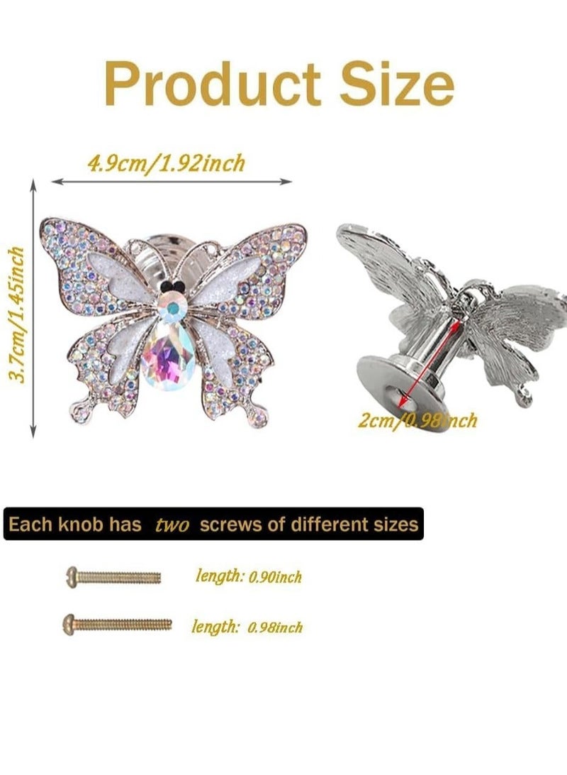 كابتن تيك Rhinestones Butterfly Knobs Handle Cabinet Knobs 4 Pcs Furniture Decorative Pull Handle Door Handles Single Hole Pulls Handles for Cabinet Drawer Living RoomBedroom Dresser - Image 2