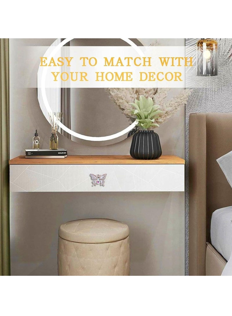 كابتن تيك Rhinestones Butterfly Knobs Handle Cabinet Knobs 4 Pcs Furniture Decorative Pull Handle Door Handles Single Hole Pulls Handles for Cabinet Drawer Living RoomBedroom Dresser - Image 3