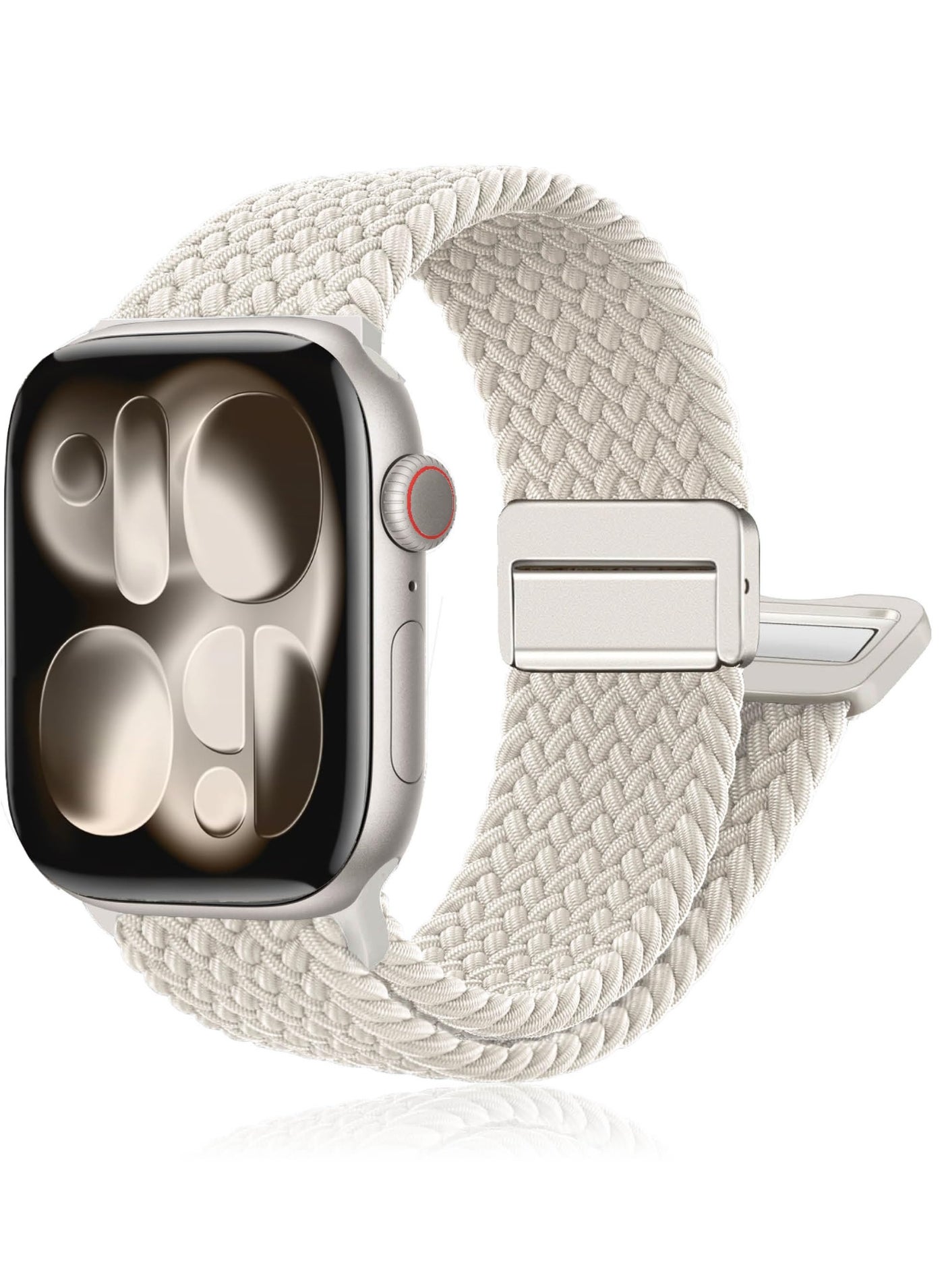 Magnetic Wristband Adjustable Nylon Strap for Apple Watch Series 11 46mm / Series 10 46mm/ 44mm 45mm Ultra 3/2 49mm Women Men,Elastic Woven Fabric Nylon Strap for iWatch 11 10 9 8 7 6 5 4 4 SE Ultra (Starlight)