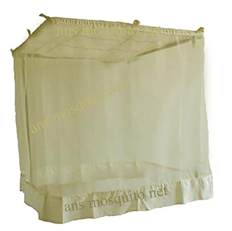 Ans Cotton Mix Mosquito net Pure Cotton Border on Top and Bottom Allergy Free Ivory 65 x 8 ft Large Size - Image 1