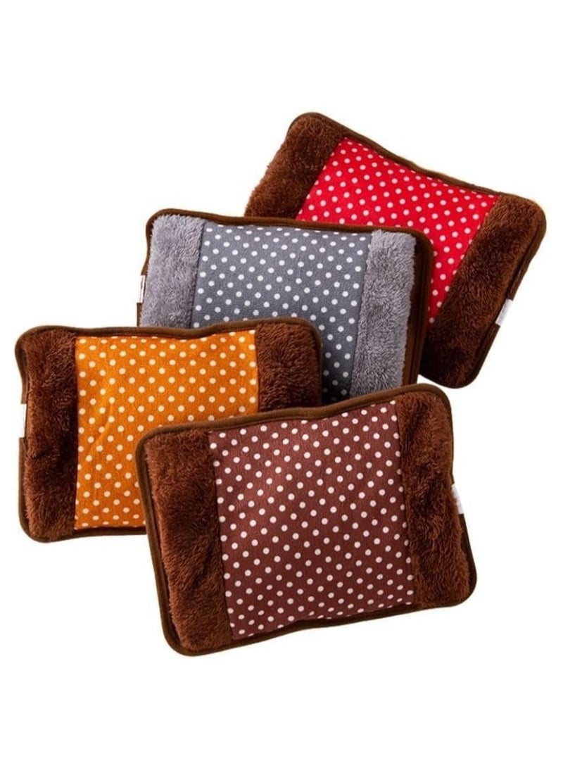 كيس الماء الساخن للعلاج الحراري ,- قربه مياة كهربائية للتدفئة ,- حقيبة لتدفئة اليد الكهربائية بغطاء مخملي ناعم , مثالي لتدفئة يديك , تخفيف الآلام , استرخاء العضلات (متعدد الألوان) - Image 1