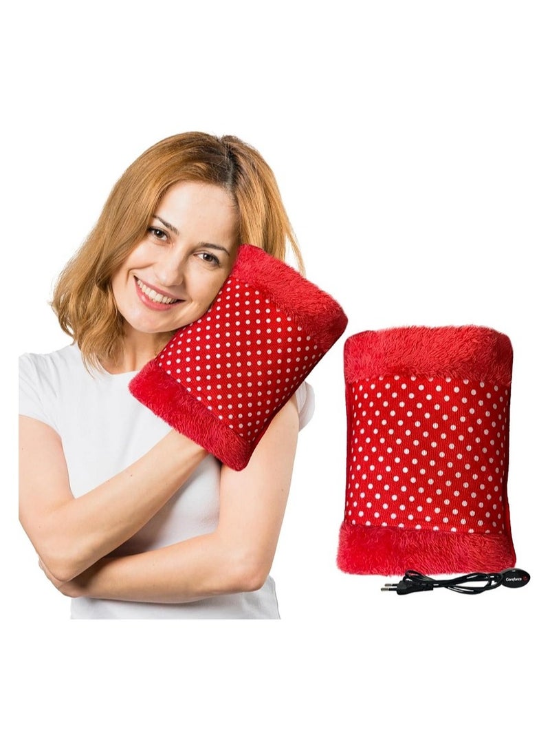 كيس الماء الساخن للعلاج الحراري ,- قربه مياة كهربائية للتدفئة ,- حقيبة لتدفئة اليد الكهربائية بغطاء مخملي ناعم , مثالي لتدفئة يديك , تخفيف الآلام , استرخاء العضلات (متعدد الألوان) - Image 2