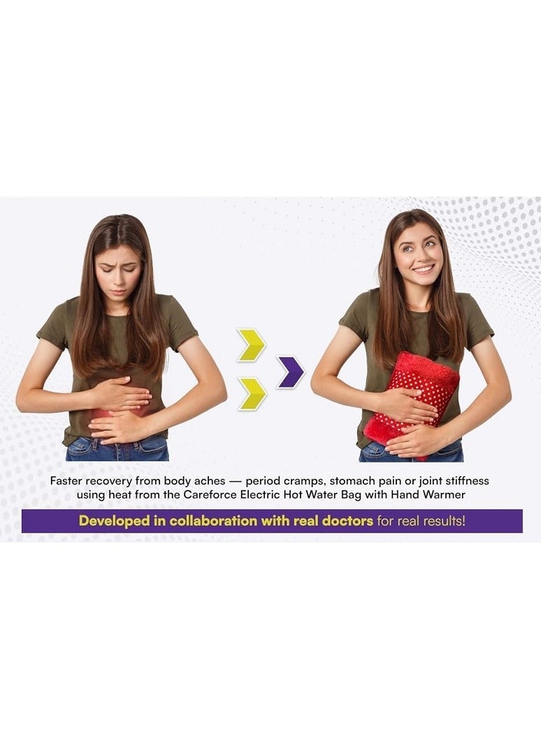 Hot water bag for thermal therapy, - electric water bottle for heating, - electric hand warmer bag with a velvet cover, ideal for warming hands, pain intensity, flexibility relaxation (multi-colored) - Image 3