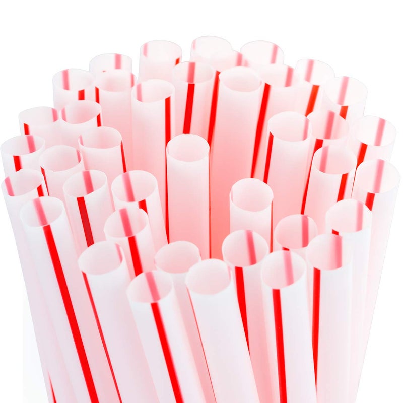 Retro Extra Sturdy Sanitary Plastic Straws 600pk BPAFree Individually Wrapped Red and White Striped Jumbo Disposable 775 Inch Drinking Straw Best for Milkshakes Smoothies and Thick Drinks