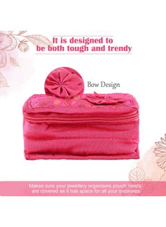Kuber Industries Kuber Industries Pack of 3 Mini Jewellery Organisers Pouch for Women | 5 Pouches Inside | Earrings & Chain Storage Box | Bow -Yellow, Pink & Green  - Image 4