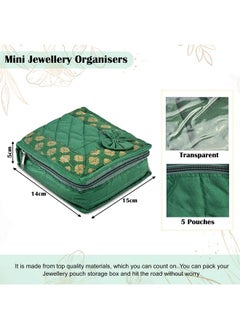 Kuber Industries Kuber Industries Pack of 3 Mini Jewellery Organisers Pouch for Women | 5 Pouches Inside | Earrings & Chain Storage Box | Bow -Yellow, Pink & Green  - Image 3
