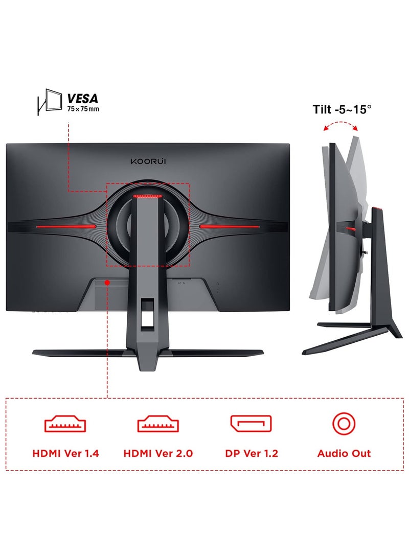 KOORUI - 27-Inch Flat Gaming Monitor - Full HD 1440P Resolution, 144 Hz Refresh Rate, 1ms Adaptive Sync, FreeSync, Frameless with HDMI and Display Ports 27E1QA - Image 1