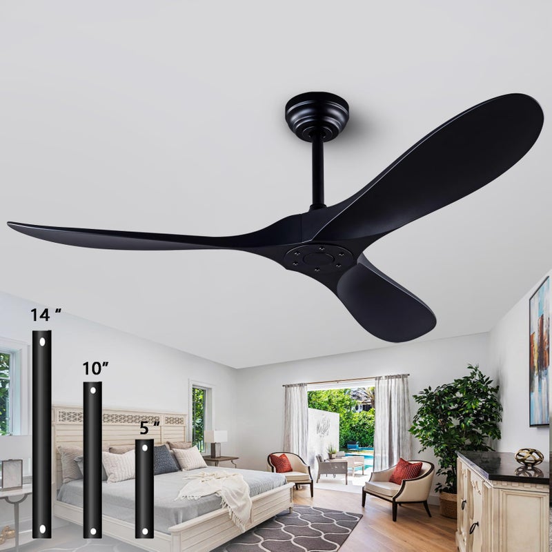 dearnow 52" Ceiling Fans with Remote Control without Light, Modern Reversible DC Motor Indoor Outdoor 3 Blade Ceiling Fan for Patio, Bedroom and Farmhouse (Black) - Image 1
