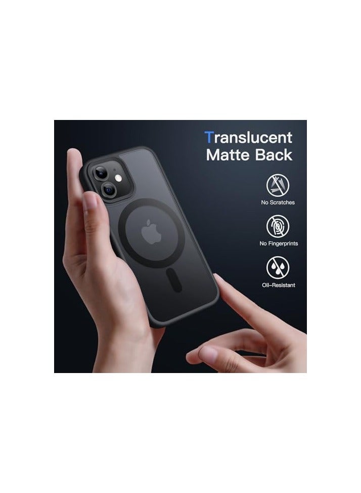 جي تيك حافظة JETech المغناطيسية لهاتف iPhone 12 mini مقاس 5.4 بوصة متوافقة مع MagSafe، غطاء هاتف خلفي شفاف غير لامع مقاوم للصدمات (أسود) - Image 2