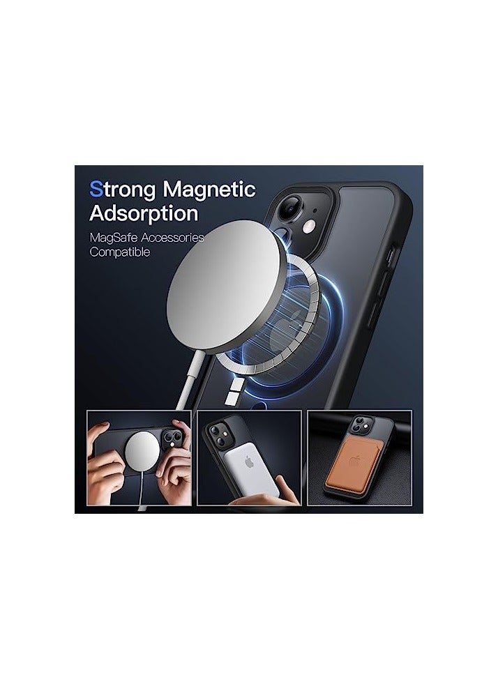 جي تيك حافظة JETech المغناطيسية لهاتف iPhone 12 mini مقاس 5.4 بوصة متوافقة مع MagSafe، غطاء هاتف خلفي شفاف غير لامع مقاوم للصدمات (أسود) - Image 3