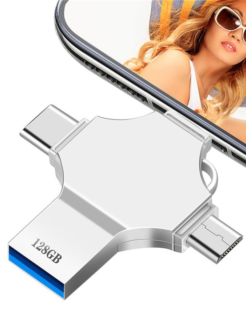 NajmStyle 128GB USB Flash Drive Multifunctional Photo Stick Compatible with iPhone/iPad/Android/PC, High Speed Backup Thumb Drive Memory Stick External Storage for iPhone/iPad/Android/PC - Image 1