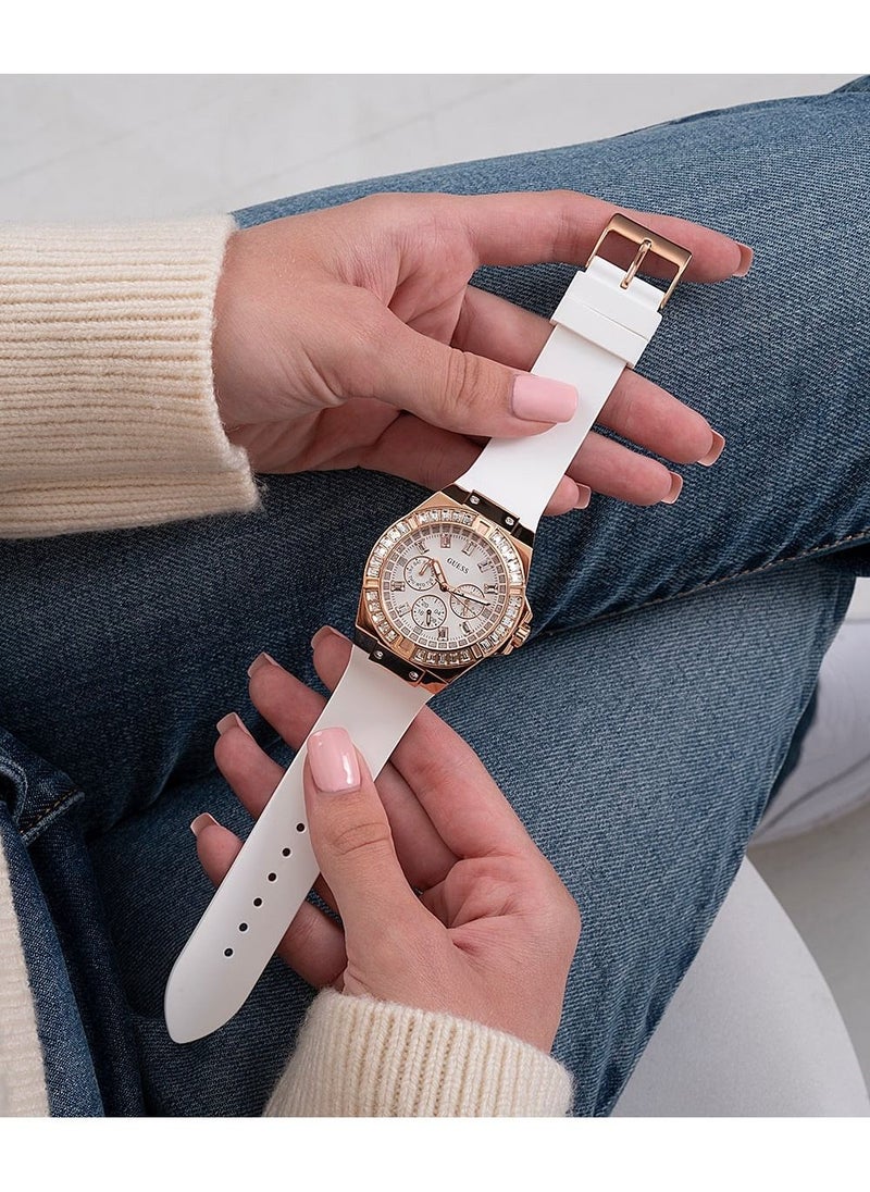 Guess Sunray Analog White Dial Womens Watch  GW0118L4