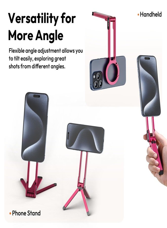 يولانزي حامل ثلاثي القوائم مغناطيسي ULANZI MA30 لهاتف iPhone - حامل ثلاثي القوائم صغير من الألومنيوم للهواتف الذكية بقفل مغناطيسي قوي وسريع التركيب متوافق مع سلسلة iPhone 17 16 15 14 13 12، أحمر - Image 3