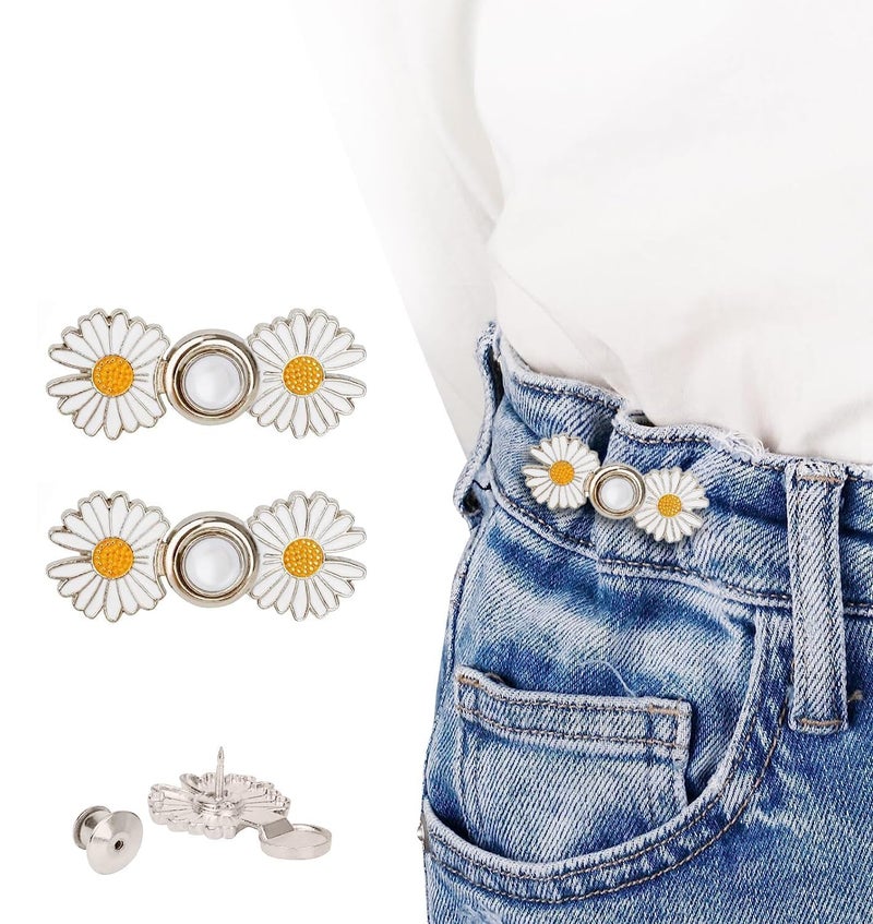 Wentick Wentick 2pcs Pant Waist Tightener Adjustable Waist Buckle Set Extra Button for Jeans to Make Tighter Instant Jeans Button Pins for Pants Jeans Skirts No Sewing Required Perfect Use Travelling - Image 1