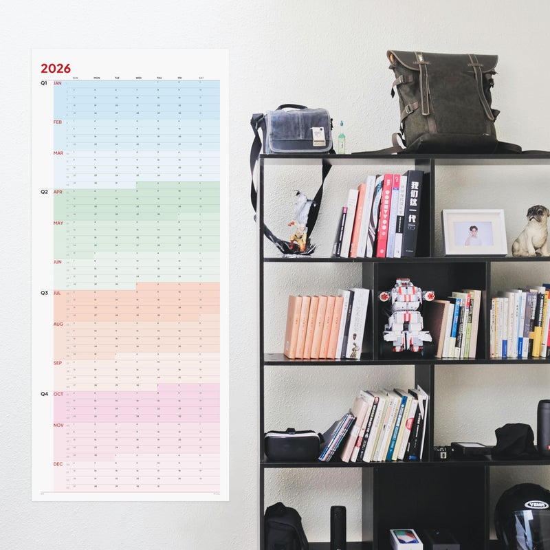 HADIGU Large Wall Calendar 2026 (39 x 17 inches - Rolled) Dry Erase Calendar for Wall, Erasable Wall Planner, Vertical Layout, Quality Large Print, Gloss Lamination, Special Continuous Design. - Image 4