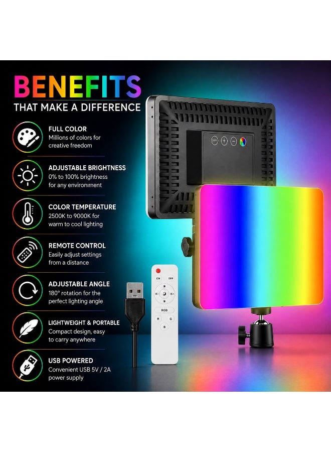 Professional LED Video Fill Light Panel with Stand, Adjustable Brightness & Color Temperature, Portable Photography Lighting Kit, Soft Light for YouTube, Streaming, Studio, Makeup, Portrait Photography - Image 2