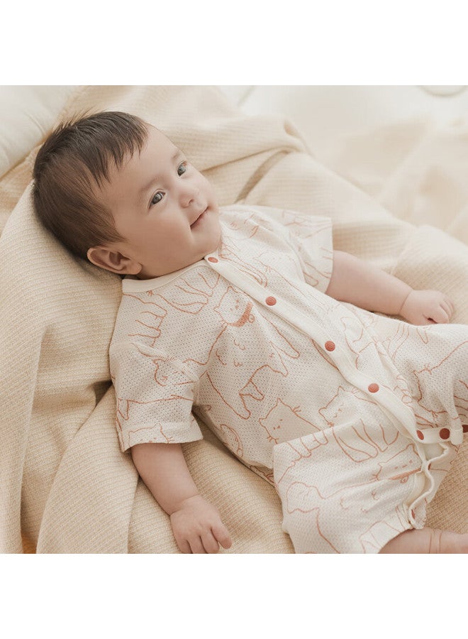 Good bear Cute Bear Baby Pure Cotton Short Sleeve R Per Summer Thin Baby Jumpsuit Breathable Mesh H E Summer Outfit - Image 1