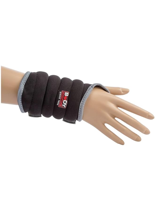 BODY SCULPTURE Velcro Straps Neoprene Lightweight Wrist Weights Black and Gray 2lb - Image 1