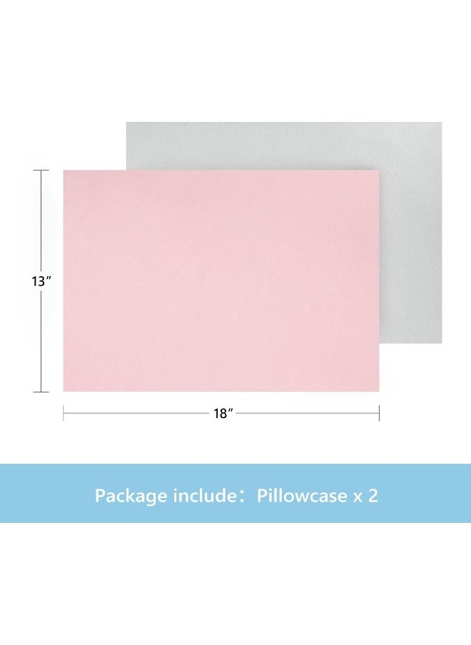 TILLYOU TILLYOU Toddler Pillowcase 2 Pack with Zipper, Silky Soft Microfiber 13" x 18" Kids Travel Pillow Cases, Gray & Pink  - Image 3