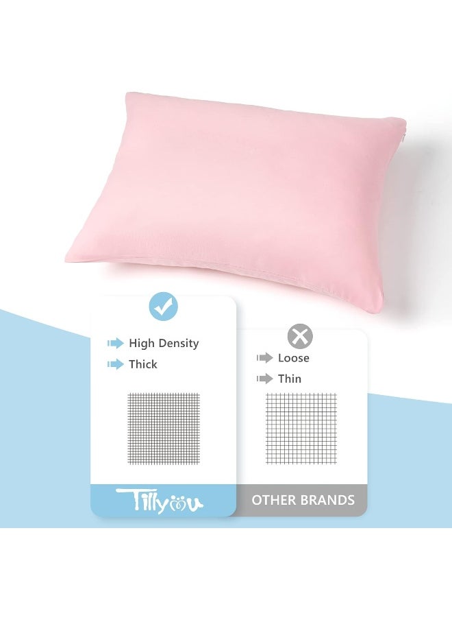 TILLYOU TILLYOU Toddler Pillowcase 2 Pack with Zipper, Silky Soft Microfiber 13" x 18" Kids Travel Pillow Cases, Gray & Pink  - Image 5