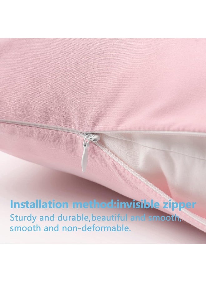 TILLYOU TILLYOU Toddler Pillowcase 2 Pack with Zipper, Silky Soft Microfiber 13" x 18" Kids Travel Pillow Cases, Gray & Pink  - Image 2