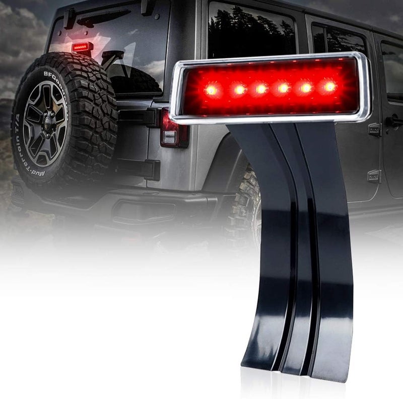 Xprite LED Third Brake Lights w/Clear Lens High Mount Stop Tail Light Compatible with 2007-2018 Jeep Wrangler JK - Image 1