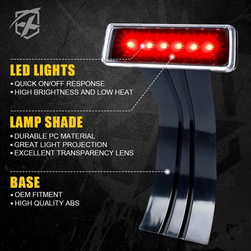 Xprite LED Third Brake Lights w/Clear Lens High Mount Stop Tail Light Compatible with 2007-2018 Jeep Wrangler JK - Image 3