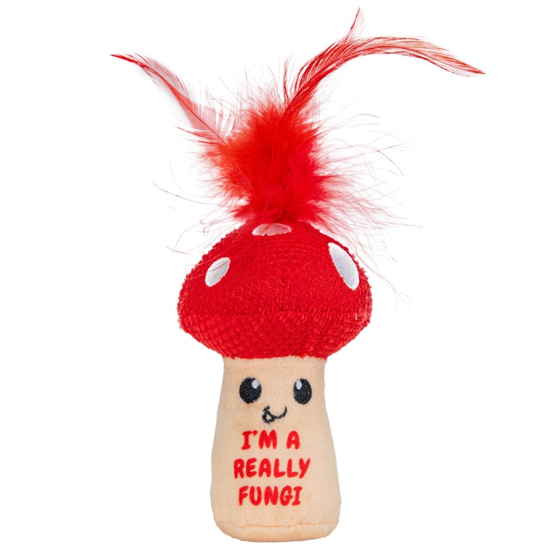 Catstages A Really Fungi Mushroom Kicker Catnip Toy and Dental Toy for Cats Mushroom Themed Funny Catnip Stuffed Kicker Toy, Red - Image 1