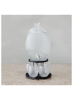DANUBE HOME Aresha 7 Piece Beverage Dispenser Set 10L 5X550Ml 31.5X28.5X57.5 Cm Clear  - Image 2