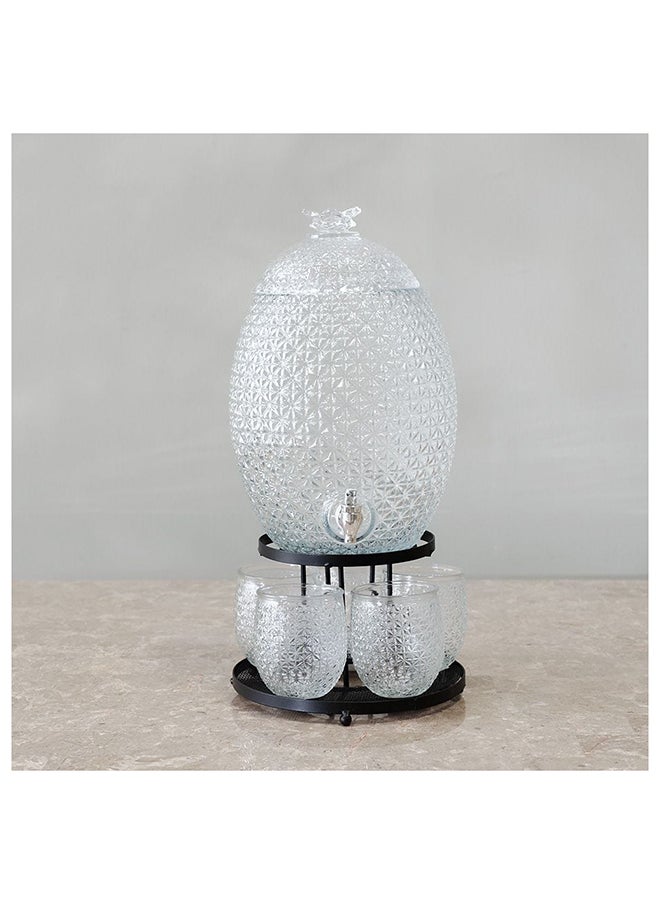DANUBE HOME Aresha 7 Piece Beverage Dispenser Set 10L 5X550Ml 31.5X28.5X57.5 Cm Clear  - Image 2