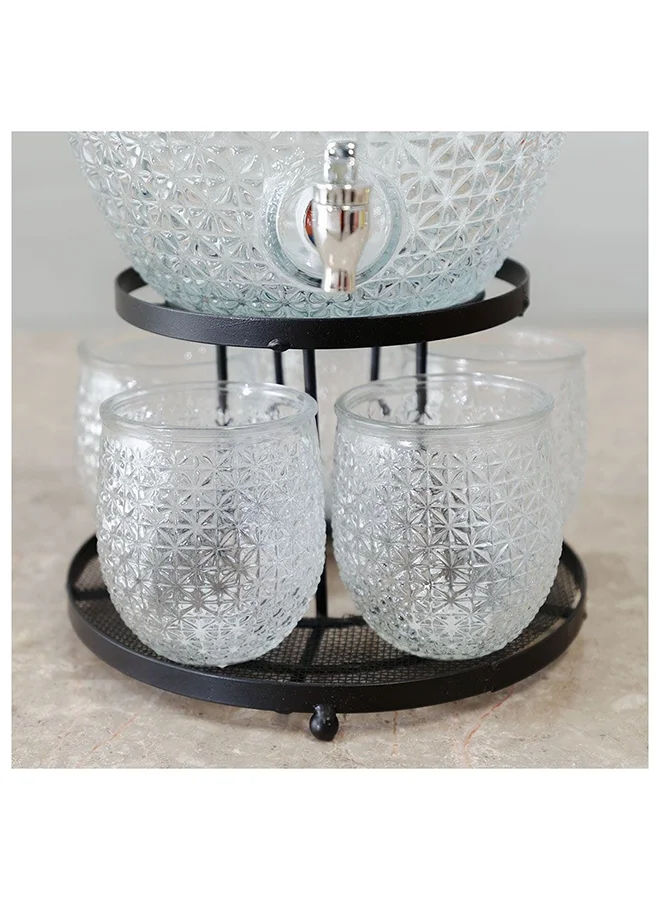 دانوب هوم Aresha 7 Piece Beverage Dispenser Set 10L 5X550Ml 31.5X28.5X57.5 Cm Clear