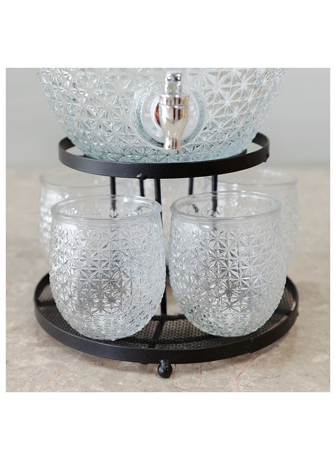 DANUBE HOME Aresha 7 Piece Beverage Dispenser Set 10L 5X550Ml 31.5X28.5X57.5 Cm Clear  - Image 4