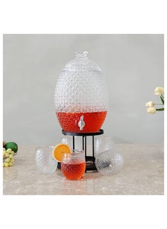 DANUBE HOME Aresha 7 Piece Beverage Dispenser Set 10L 5X550Ml 31.5X28.5X57.5 Cm Clear  - Image 1